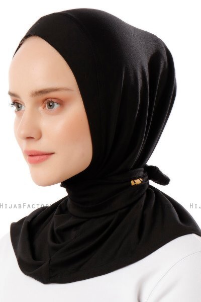Sportif Cross - Hijab Práctico Viscosa Negro & Gold
