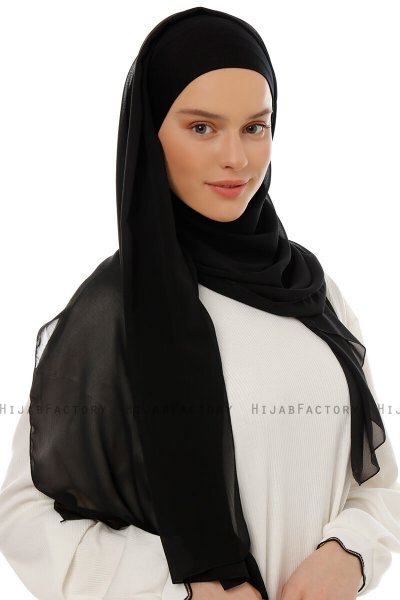 Alara Plain - Hijab Chiffon One Piece Negro