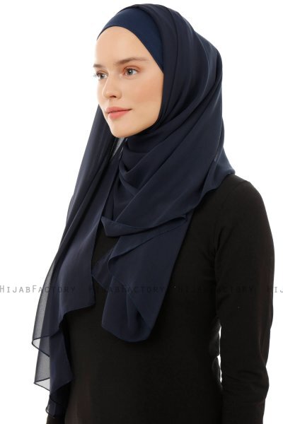 Alara Plain - Hijab Chiffon One Piece Azul Marino