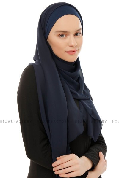 Alara Plain - Hijab Chiffon One Piece Azul Marino