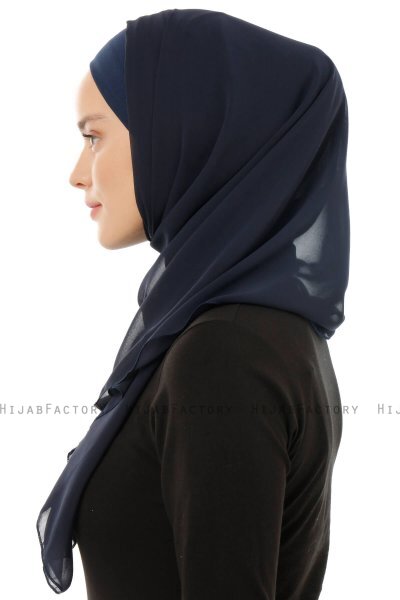 Alara Plain - Hijab Chiffon One Piece Azul Marino