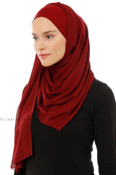 Alara Plain - Hijab Chiffon One Piece Burdeos