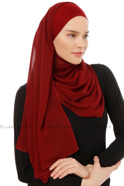 Alara Plain - Hijab Chiffon One Piece Burdeos