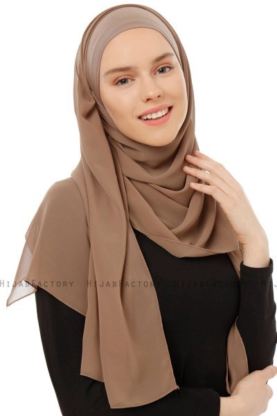 Alara Plain - Hijab Chiffon One Piece Taupe Oscuro