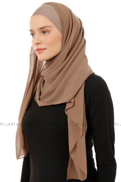 Alara Plain - Hijab Chiffon One Piece Taupe Oscuro
