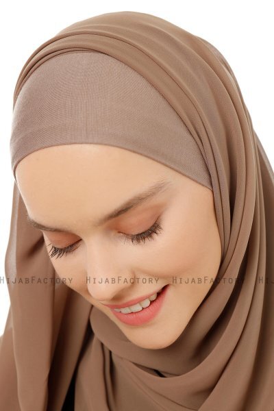 Alara Plain - Hijab Chiffon One Piece Taupe Oscuro