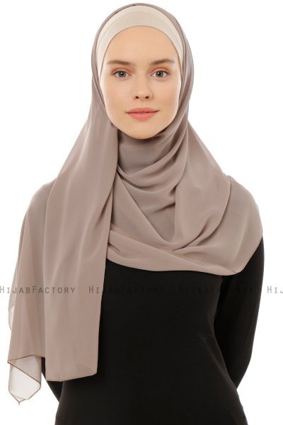 Alara Plain - Hijab Chiffon One Piece Taupe Claro