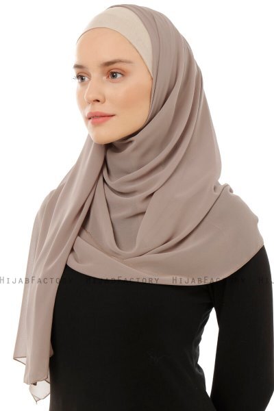 Alara Plain - Hijab Chiffon One Piece Taupe Claro