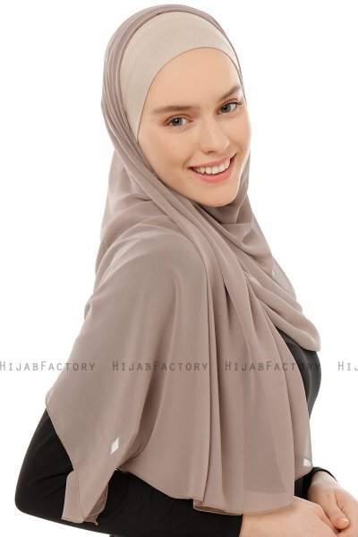 Alara Plain - Hijab Chiffon One Piece Taupe Claro