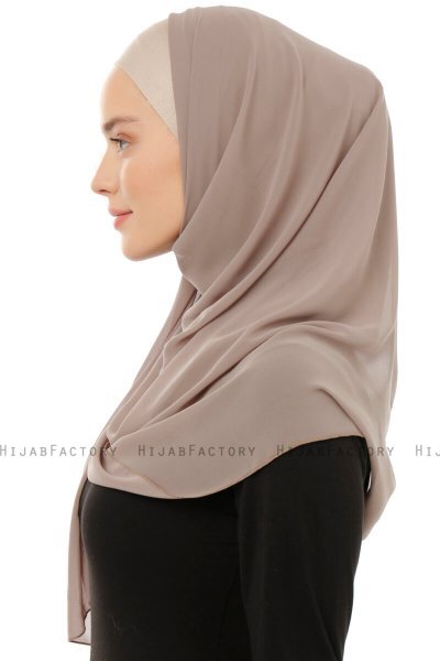 Alara Plain - Hijab Chiffon One Piece Taupe Claro