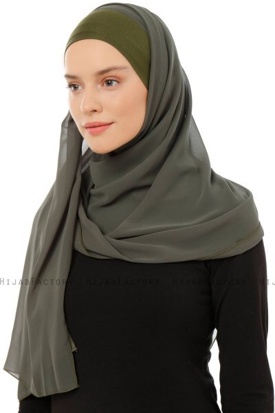 Alara Plain - Hijab Chiffon One Piece Caqui