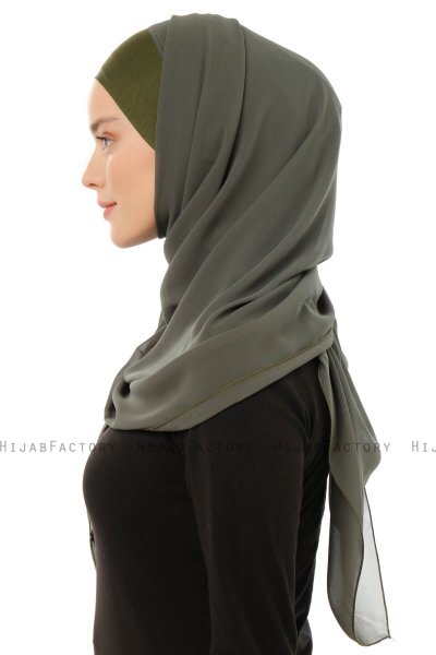 Alara Plain - Hijab Chiffon One Piece Caqui
