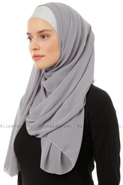 Alara Plain - Hijab Chiffon One Piece Gris Oscuro