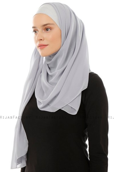 Alara Plain - Hijab Chiffon One Piece Gris Claro