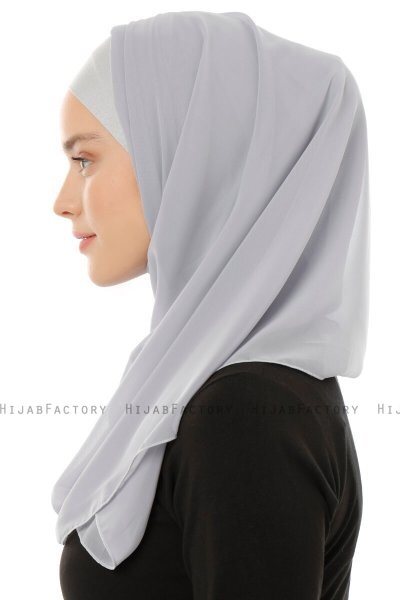 Alara Plain - Hijab Chiffon One Piece Gris Claro