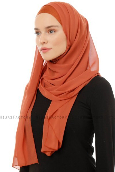 Alara Plain - Hijab Chiffon One Piece Ladrillo