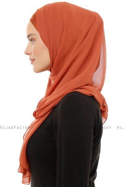 Alara Plain - Hijab Chiffon One Piece Ladrillo