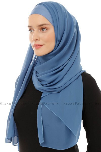 Alara Plain - Hijab Chiffon One Piece Índigo