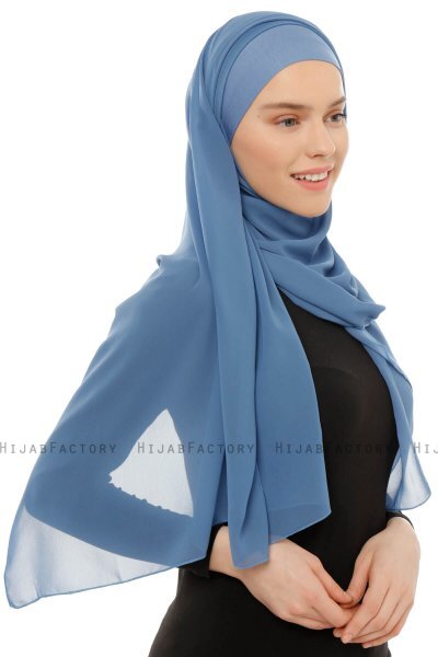 Alara Plain - Hijab Chiffon One Piece Índigo