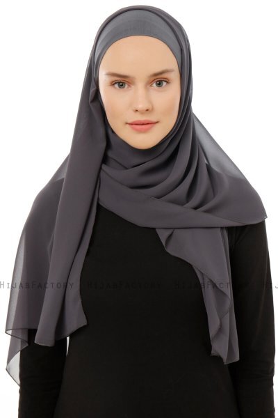 Alara Plain - Hijab Chiffon One Piece Antracita