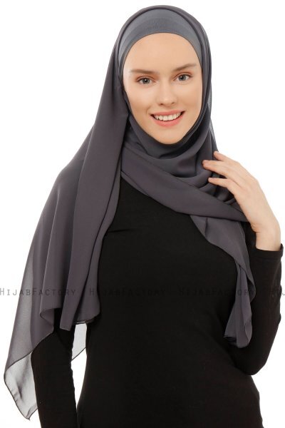 Alara Plain - Hijab Chiffon One Piece Antracita