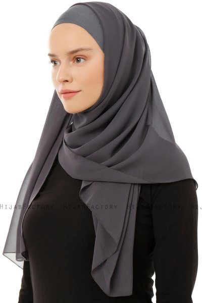 Alara Plain - Hijab Chiffon One Piece Antracita