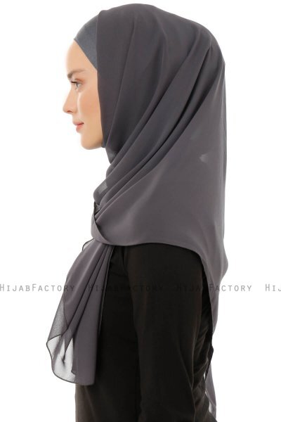 Alara Plain - Hijab Chiffon One Piece Antracita
