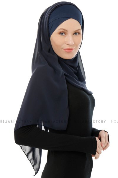 Alara Cross - Hijab Chiffon One Piece Azul Marino