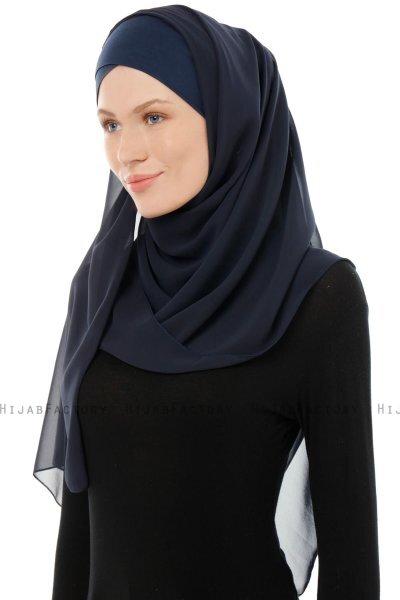 Alara Cross - Hijab Chiffon One Piece Azul Marino