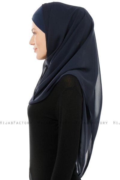 Alara Cross - Hijab Chiffon One Piece Azul Marino