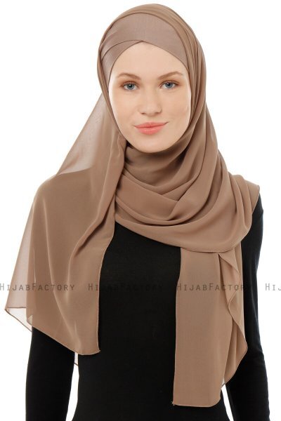 Alara Cross - Hijab Chiffon One Piece Taupe Oscuro