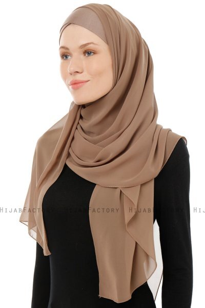 Alara Cross - Hijab Chiffon One Piece Taupe Oscuro