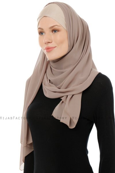 Alara Cross - Hijab Chiffon One Piece Taupe Claro
