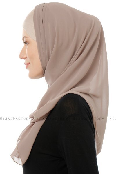 Alara Cross - Hijab Chiffon One Piece Taupe Claro