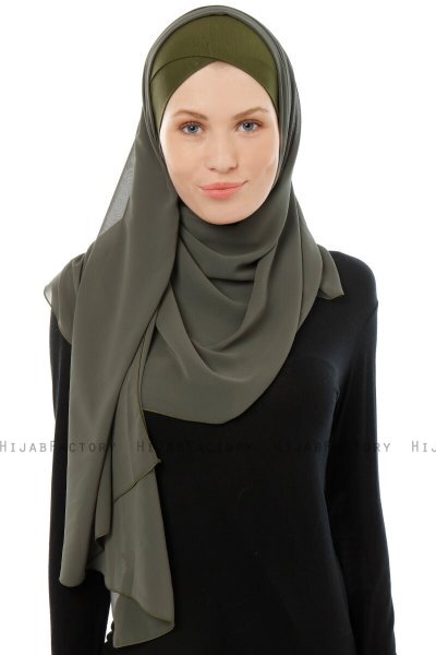 Alara Cross - Hijab Chiffon One Piece Caqui