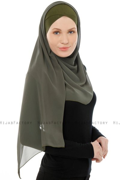 Alara Cross - Hijab Chiffon One Piece Caqui