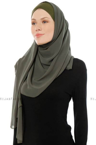Alara Cross - Hijab Chiffon One Piece Caqui