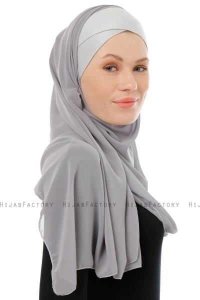 Alara Cross - Hijab Chiffon One Piece Gris Oscuro