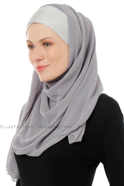 Alara Cross - Hijab Chiffon One Piece Gris Oscuro