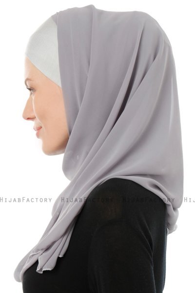 Alara Cross - Hijab Chiffon One Piece Gris Oscuro