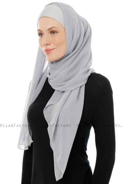 Alara Cross - Hijab Chiffon One Piece Gris Claro