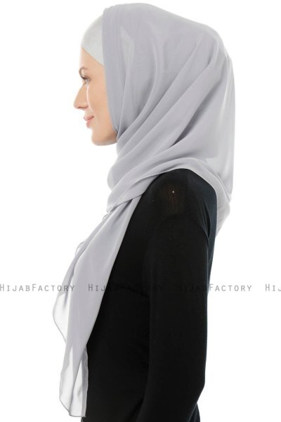 Alara Cross - Hijab Chiffon One Piece Gris Claro