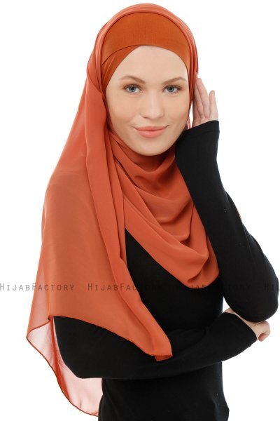 Alara Cross - Hijab Chiffon One Piece Ladrillo