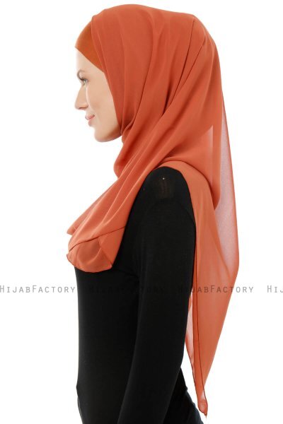 Alara Cross - Hijab Chiffon One Piece Ladrillo