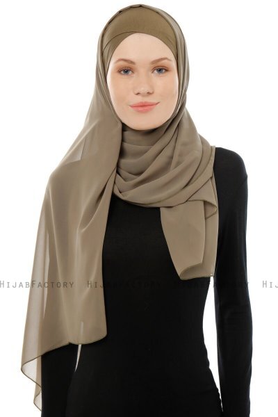 Alara Cross - Hijab Chiffon One Piece Verde Oliva