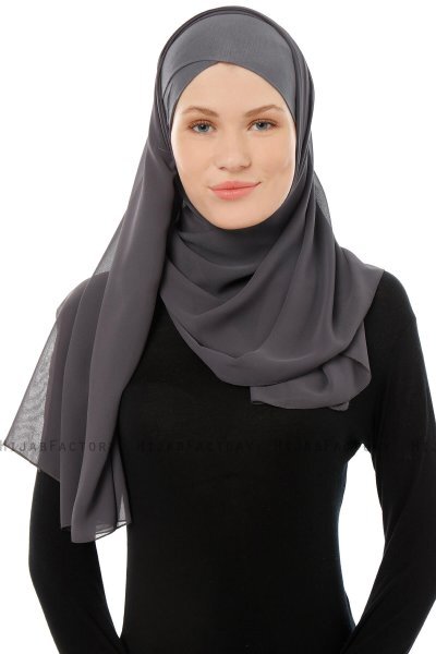 Alara Cross - Hijab Chiffon One Piece Antracita