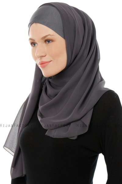 Alara Cross - Hijab Chiffon One Piece Antracita