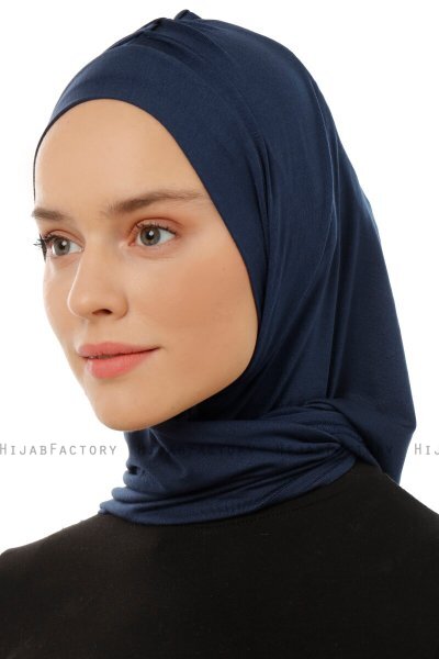 Isra Plain - Hijab One-Piece Viscosa Azul Marino