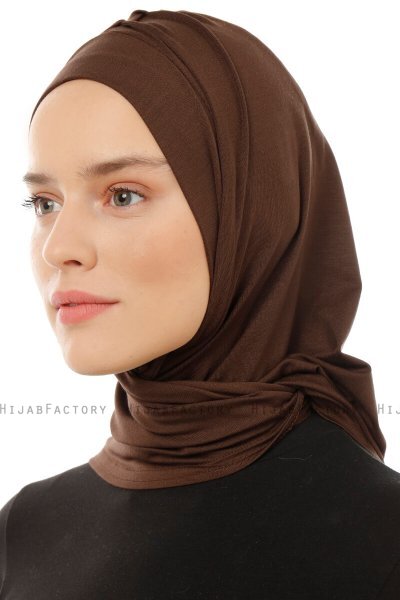 Isra Plain - Hijab One-Piece Viscosa Marrón