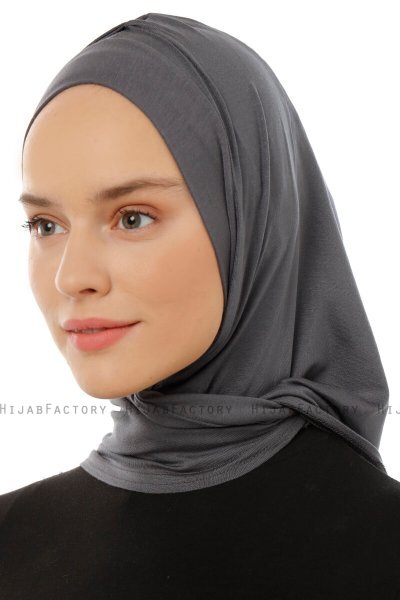 Isra Plain - Hijab One-Piece Viscosa Gris Oscuro